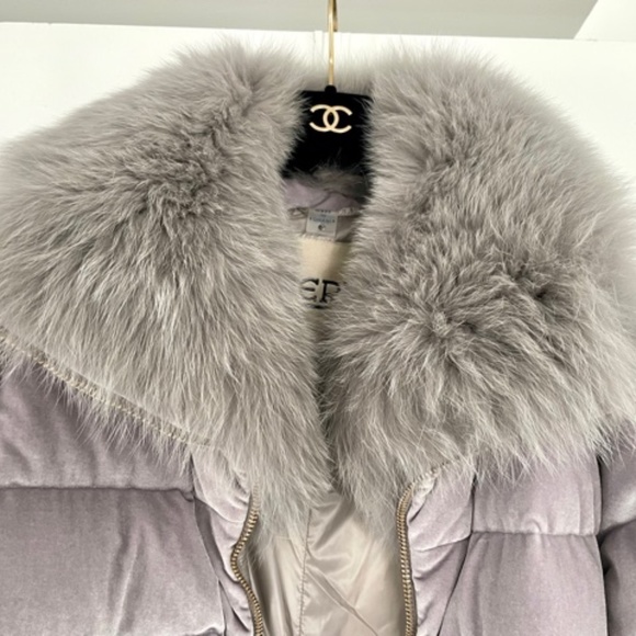 HERNO VELVET DETACHABLE FUR COLLAR GOOSE DOWN JACKET 44/8/6 - Picture 6 of 10